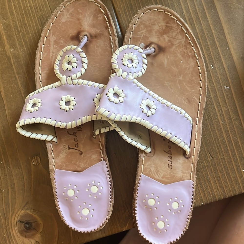 lavender and white Jack Rogers worn twice